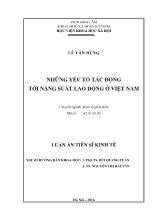 Luận án Những yếu tố tác động tới năng suất lao động ở Việt Nam