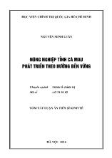 Luận án Nông nghiệp tỉnh cà mau phát triển theo hướng bền vững