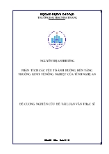 Luận án Phân tích các yếu tố ảnh hưởng đến tăng trưởng kinh tế nông nghiệp của tỉnh Nghệ An