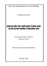 Luận án Quan hệ giữa phát triển kinh tế nông thôn và bảo vệ môi trường ở tỉnh đồng tháp