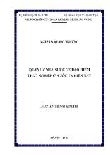 Luận án Quản lý nhà nước về bảo hiểm thất nghiệp ở nước ta hiện nay