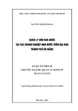 Luận án Quản lý vốn Nhà nước tại các doanh nghiệp nhà nước trên địa bàn thành phố Đà Nẵng
