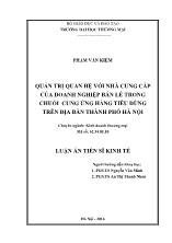 Luận án Quản trị quan hệ với nhà cung cấp của doanh nghiệp bán lẻ trong chuỗi cung ứng hàng tiêu dùng trên địa bàn thành phố Hà Nội