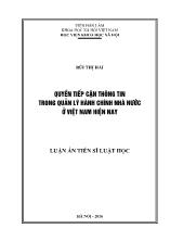 Luận án Quyền tiếp cận thông tin trong quản lý hành chính nhà nước ở Việt Nam hiện nay