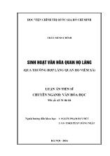 Luận án Sinh hoạt văn hóa Quan họ làng (qua trường hợp làng Quan họ Viêm Xá)