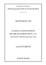 Luận án Tác động của rủi ro tín dụng đến hiệu quả kinh doanh của các ngân hàng thương mại Việt Nam