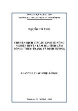 Luận văn Chuyển dịch cơ cấu kinh tế nông nghiệp huyện Lâm hà (tỉnh Lâm đồng): Thực trạng và định hướng