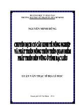 Luận văn Chuyển dịch cơ cấu kinh tế nông nghiệp và phát triên nông thôn trên quan điểm phát triển bền vững ở tỉnh Bạc Liêu