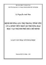 Luận văn Định hướng giá trị trong tình yêu của sinh viên một số trường đại học tại thành phố Hồ Chí Minh