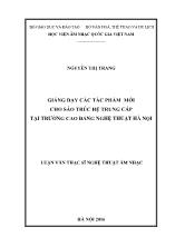 Luận văn Giảng dạy các tác phẩm mới cho sáo trúc hệ trung cấp tại trường cao đẳng nghệ thuật Hà Nội