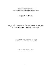 Luận văn Một số áp dụng của biến đổi fourier vào biến đổi laplace ngược