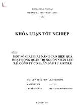 Luận văn Một số giải pháp nâng cao hiệu quả hoạt động quản trị nguồn nhân lực tại công ty cổ phần đầu tư X.style