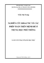 Luận văn Nghiên cứu didactic về các phép toán trên mệnh đề ở trung học phổ thông