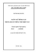 Luận văn Ngôn ngữ bình luận trong báo in tiếng Việt hiện nay