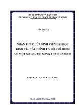 Luận văn Nhận thức của sinh viên đại học kinh tế - Tài chính tp. Hồ Chí Minh về một số giá trị sống theo unesco