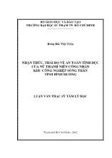 Luận văn Nhận thức, thái độ về an toàn tình dục của nữ thanh niên công nhân khu công nghiệp sóng thần tỉnh Bình Dương