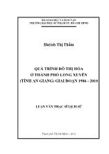 Luận văn Quá trình đô thị hóa ở thành phố Long xuyên (tỉnh An giang) giai đoạn 1986 - 2010