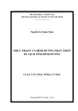 Luận văn Thực trạng và định hướng phát triển du lịch tỉnh Bình Dương