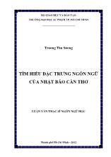 Luận văn Tìm hiểu đặc trưng ngôn ngữ của nhật báo Cần Thơ