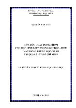 Luận văn Tổ chức hoạt động nhóm cho học sinh lớp 9 trong giờ đọc - Hiểu văn bản ở trung học cơ sở tại quận 2 - TP Hồ Chí Minh