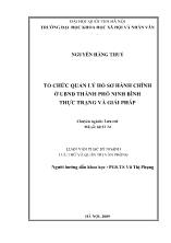 Luận văn Tổ chức quản lý hồ sơ hành chính ở uỷ ban nhân dân thành phố Ninh Bình thực trạng và giải pháp