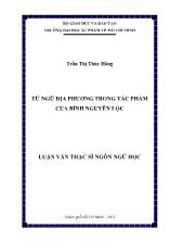 Luận văn Từ ngữ địa phương trong tác phẩm của bình Nguyên Lộc