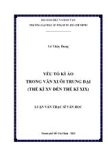 Luận văn Yếu tố kì ảo trong văn xuôi trung đại (thế kỉ XV đến thế kỉ XIX)