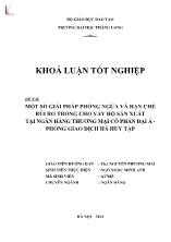 Một số giải pháp phòng ngừa và hạn chế rủi ro trong cho vay hộ sản xuất tại ngân hàng thương mại cổ phần Đại á - Phòng giao dịch Hà Huy Tập