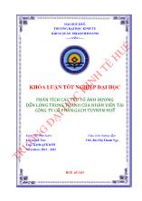 Phân tích các yếu tố ảnh hưởng đến lòng trung thành của nhân viên tại công ty cổ phần gạch tuynen Huế