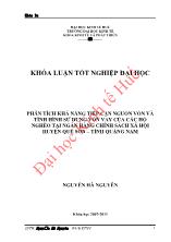 Phân tích khả năng tiếp cận nguồn vốn và tình hình sử dung vốn vay của các hộ nghèo tại ngân hàng chính sách xã hội huyện Quế Sơn – Tỉnh Quảng Nam