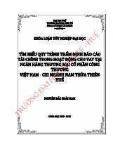 Tìm hiểu quy trình thẩm định Báo cáo tài chính trong hoạt động cho vay tại ngân hàng thương mại cổ phần công thương Việt Nam - Chi nhánh Nam thừa thiên Huế