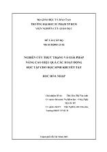 Báo cáo Nghiên cứu thực trạng và giải pháp nâng cao hiệu quả các hoạt động học tập cho học sinh khuyết tật học hòa nhập