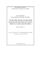 Đề tài Tổ chức sinh viên học tập theo nhóm trong dạy học môn phân tích chương trình vật lý trung học phổ thông