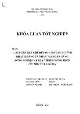 Khóa luận Giải pháp hạn chế rủi ro cho vay đối với khách hàng cá nhân tại Ngân hàng nông nghiệp và phát triển nông thôn chi nhánh Láng Hạ