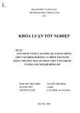 Khóa luận Giải pháp nâng cao hiệu quả hoạt động cho vay khách hàng cá nhân tại Ngân hàng thương mại cổ phần Việt Nam Thịnh Vượng chi nhánh Đông Đô