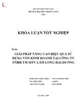 Khóa luận Giải pháp nâng cao hiệu quả sử dụng vốn kinh doanh tại Công ty TNHH TM MTV Lâm Long Hải Dương