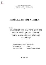 Khóa luận Hoàn thiện các giải pháp quản trị nguồn nhân lực của Công ty trách nhiệm hữu hạn tài năng tại Hà Nội