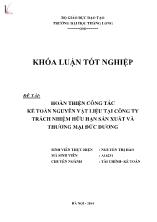 Khóa luận Hoàn thiện công tác kế toán nguyên vật liệu tại Công ty trách nhiệm hữu hạn sản xuất và thương mại Đức Dương