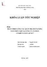 Khóa luận Hoàn thiện công tác quản trị chất lượng toàn diện TQM tại Công ty cổ phần cơ khí và xây lắp số 7