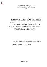 Khóa luận Hoàn thiện kế toán nguyên vật liệu tại Công ty cổ phần đầu tư và thương mại Minh Quân