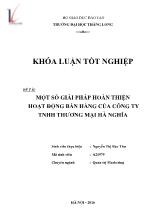 Khóa luận Một số giải pháp hoàn thiện hoạt động bán hàng của Công ty TNHH thương mại Hà Nghĩa