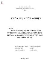 Khóa luận Nâng cao hiệu quả huy động vốn từ tiền gửi khách hàng tại Ngân hàng thương mại cổ phần hàng hải Việt Nam chi nhánh Hà Nội