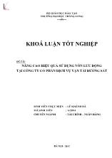 Khóa luận Nâng cao hiệu quả sử dụng vốn lưu động tại Công ty cổ phần dịch vụ vận tải đường sắt