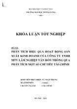 Khóa luận Phân tích hiệu quả hoạt động sản xuất kinh doanh của Công ty TNHH MTV lâm nghiệp Vân Đồn thông qua phân tích một số chỉ tiêu tài chính