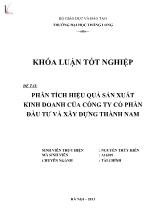 Khóa luận Phân tích hiệu quả sản xuất kinh doanh của công ty cổ phần đầu tư và xây dựng Thành Nam