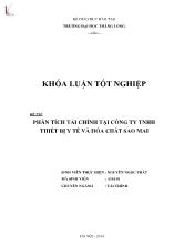 Khóa luận Phân tích tài chính tại Công ty TNHH thiết bị y tế và hóa chất Sao Mai