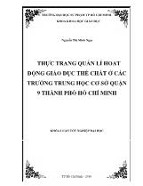 Khóa luận Thực trạng quản lí hoạt động giáo dục thể chất ở các trường Trung học cơ sở quận 9 Thành phố Hồ Chí Minh