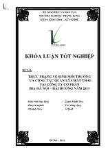 Khóa luận Thực trạng vệ sinh môi trường và công tác quản lý chất thải tại Công ty cổ phần Bia Hà Nội – Hải Dương năm 2011