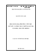 Luận án Báo đảng địa phương với việc giữ gìn và phát huy những giá trị văn hóa truyền thống