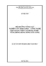 Luận án Bồi dưỡng năng lực nghiên cứu khoa học – công nghệ cho giảng viên Cao đẳng nghề vùng Đồng bằng sông Cửu Long